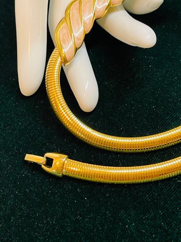 Napier Pink Enamel Gold Omega Necklace